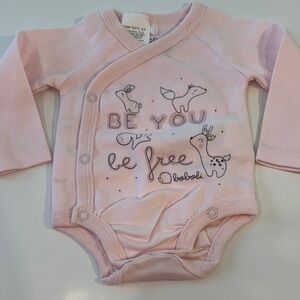 Boboli Newborn Pink Long Sleeve Kimono Bodysuit Be You Be Free Graphic 1M